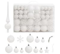 vidaXL 111 Piece Christmas Bauble Set White Polystyrene