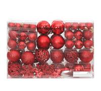vidaXL 111 Piece Red Christmas Bauble Set - Polystyrene - Includes Mixed Sizes (3cm, 4cm, 6cm) and Styles (Matte, Glitter, Glossy, Openwork) - Ideal for Trees, Garland, Wreaths & Window Decorations.