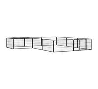 vidaXL 12-Panel Dog Playpen Black 100x50 cm Powder-coated Steel