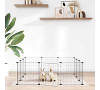 Vidaxl 12-Panel Pet Cage With Door Black 105X105X35 Cm Steel