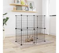 vidaXL 12-Panel Pet Cage with Door Black 35x35 cm Steel, Black