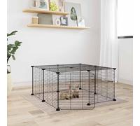 vidaXL 12-Panel Pet Cage with Door Black 35x35 cm Steel, Black