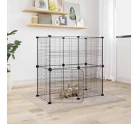 vidaXL 12-Panel Pet Cage with Door Black 35x35 cm Steel