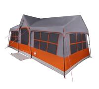 vidaXL 12-Person Camping Tent - Easy Assembly, Waterproof & UV Resistant, Grey/Orange, Collapsible, 295x622x238 cm