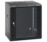 vidaXL 12U Wall Mounted Network Cabinet/Server Rack - Cold-Rolled Steel, Black, 53x40x60 cm, IP20, Lockable Door