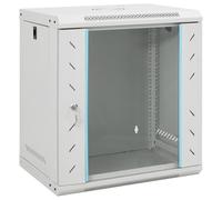 vidaXL 12U Wall Mounted Network Cabinet, Server Rack for Home Office Server Room, Data Cabinet with Glass Door, Computer Equipment, 19" IP20