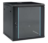 'vidaXL - Wall Mounted 12U Network Cabinet - Cold-Rolled Steel Construction - Compatible with 19" Standard Equipment - Lockable Front Door - Black