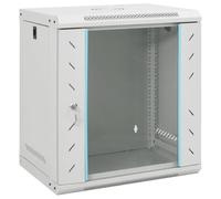 vidaXL 12U Wall Mounted Network Cabinet Server Rack - Cold-Rolled Steel, 53x40x60cm, Lockable Grey Data Cabinet