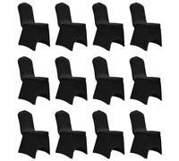 vidaXL 12x Chair Cover Stretch Black Banquet Seat Spandex Dining Chairs Covers