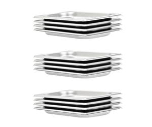 vidaXL 12x Gastronorm Containers GN 1/4 20mm Stainless Steel Stackable Tray