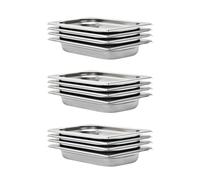 vidaXL 12x Gastronorm Containers GN 1/4 40mm Stainless Steel Stackable Tray
