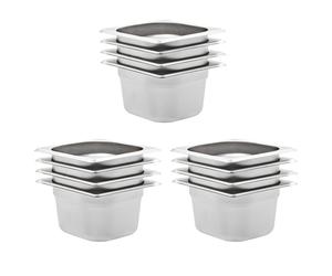 vidaXL 12x Gastronorm Containers GN 1/6 100mm Stainless Steel Stackable Tray