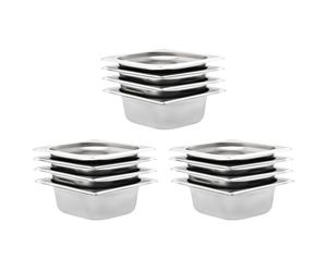 vidaXL 12x Gastronorm Containers GN 1/6 65mm Stainless Steel Stackable Tray