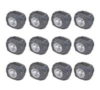 vidaXL 12x Outdoor Solar Powered LED Spotlight Stone Shape Garden Lamp Light vid