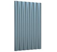 vidaXL 12x Roof Panels Profile Sheet Roofing Material Garage Shed Roof Panel Corrugated Metal Roofing Sheet Powder-coated Steel Grey 60x36 cm