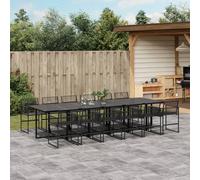 vidaXL 13 Piece Garden Dining Set Black Poly Rattan, Black