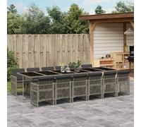 vidaXL 13 Piece Garden Dining Set with Cushions Grey Poly Rattan