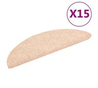 vidaXL 15 pcs Needle-Punched Stair Mats - Slip-Resistant Attachable Carpet Treads - Polypropylene Fabric - Brown - Ideal for Home & Office Use