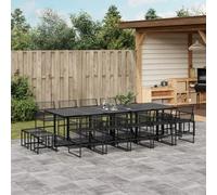 vidaXL 15 Piece Garden Dining Set Black Poly Rattan