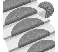 vidaXL 15 Self-adhesive Stair Mats Needle Punch 56x17x3 cm Light Grey UK HOT
