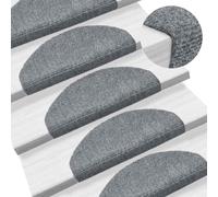Vidaxl 15 Self-Adhesive Stair Mats Needle Punch 65X21X4 Cm Light Grey