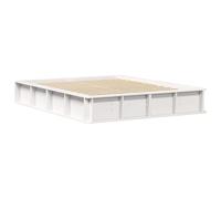 vidaXL 150cm x 200cm White Solid Pine Bed Frame with Folding Storage