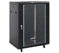 vidaXL 15U Network Cabinet, Server Rack for Home Office Server Room, Data Cabinet with Glass Door, Computer Equipment, 19" IP20 Black