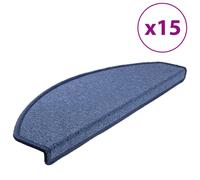 vidaXL 15x Carpet Stair Treads Blue 65x24cm Non Slip Step Rug Mat Protector