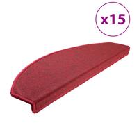 vidaXL 15x Carpet Stair Treads Bordeaux Red 65x24cm Step Rug Protector Sheet