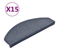 vidaXL 15x Carpet Stair Treads Dark Grey and Blue Stair Step Protection Rug