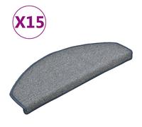 vidaXL 15x Carpet Stair Treads Light Grey and Blue Stair Step Protection Rug