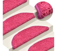 vidaXL 15x Carpet Stair Treads Pink Home Decor Stair Step Rug Protection Cover