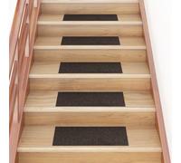 vidaXL 15x Self-adhesive Stair Mats Rectangular Dark Brown Stair Protector