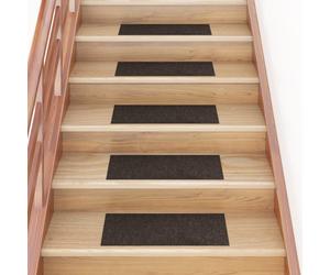 vidaXL 15x Self-adhesive Stair Mats Rectangular Dark Brown Stair Protector