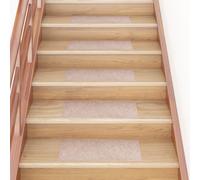 vidaXL 15x Self-adhesive Stair Mats Rectangular Light Brown Stair Protector