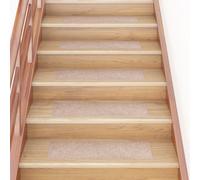 vidaXL 15x Self-adhesive Stair Mats Rectangular Light Brown Stair Protector
