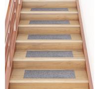 vidaXL 15x Self-adhesive Stair Mats Rectangular Light Grey Stair Protector