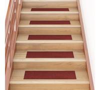 vidaXL 15x Self-adhesive Stair Mats Rectangular Red Home Stair Protector Rug