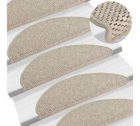 vidaXL 15x Self-Adhesive Stair Mats Sisal-Look Decoration Protector Stair Rug Tread Mat Non Slip Floor Carpet Covering Home Indoor Taupe