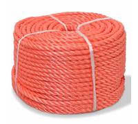 vidaXL 16 mm Twisted Polypropylene Rope in Vibrant Orange - Weatherproof, Water-Resistant and Wear Resilient - Ideal for Garden, Household, Workshop Tasks; Not Suitable for Climbing or Lifting.
