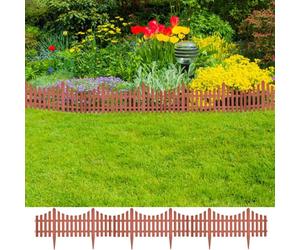 vidaXL 17x Lawn Divider Brown 10m Outdoor Garden Fence Panel Edging Barrier