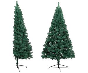 vidaXL 180 cm Artificial Half Christmas Tree with Stand - Green PVC, 465 Tips, Wall-Saving Half-Circle for Indoor/Outdoor
