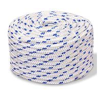 vidaXL 18mm White Polypropylene Marine Rope, 50m - Weatherproof and Durable for Sailing, Boating & Yachting, Unsuitable for Climbing and Lifting