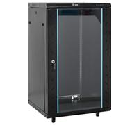 vidaXL 18U Network Cabinet - 19" Compatible - IP20 Black - Cold-Rolled Steel - 60x60x100 cm - Lockable Front Door, Removable Panels