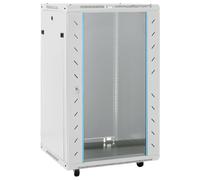 ** vidaXL 18U Network Cabinet with Swivel Feet - Cold-rolled Steel, Glass, Lockable, 60x60x100 cm - Removable Side Panels, Easy Access & Maintenance