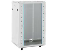 ** vidaXL 18U Network Cabinet with Swivel Feet - Cold-rolled Steel, Glass, Lockable, 60x60x100 cm - Removable Side Panels, Easy Access & Maintenance
