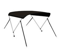 vidaXL 2-Bow Bimini Top Boat Canopy with Adjustable UV-Proof 600D Polyester Canvas, PU Coating, Aluminium Frame, and Marine-Grade Hardware - Black