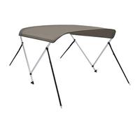 vidaXL 2-Bow Bimini Top Boat Canopy Grey - UV-Proof Aluminium Frame Polyester Awning with Marine-Grade Stainless Steel Hardware, Storage Boot, and Adjustable Straps