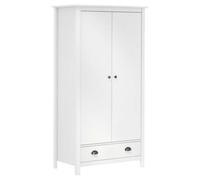 vidaXL Solid Wood Pine 2-Door Wardrobe Hill White 89x50x170 cm Clothes Cabinet