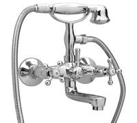 vidaXL 2-Handle Bathtub Faucet + Hand Shower Diverter Chrome Retro